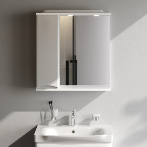 Шкафчик с зеркалом в ванную, левый 65 см